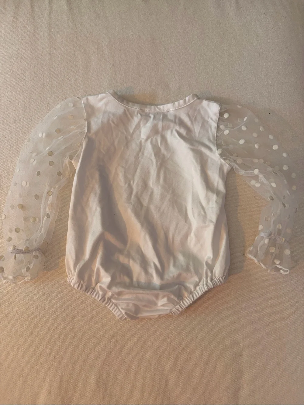Baby girl White Sheer Dot Sleeve Bodysuit